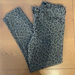 Joe’s green leopard print skinny jeans